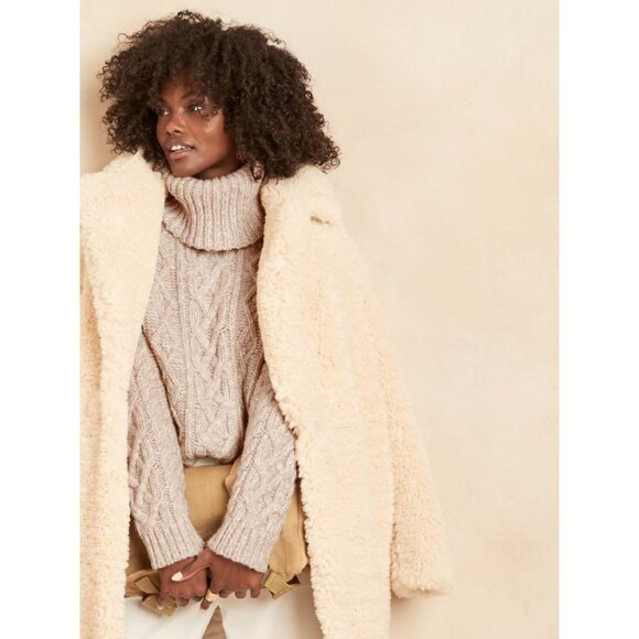 Banana Republic Cable-Knit Turtleneck Sweater - XSmall - Beige/ Oatmeal - Picture 1 of 3